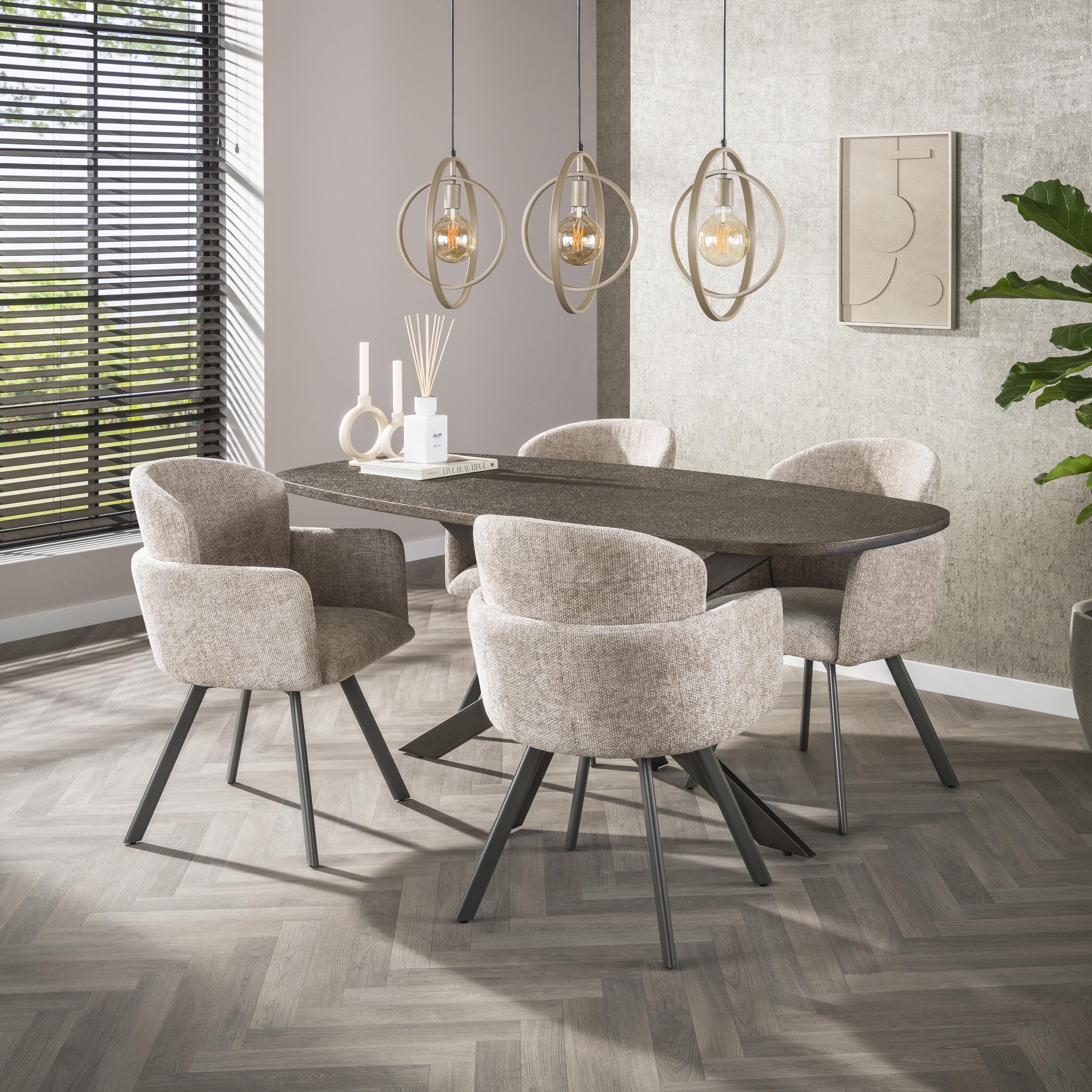 Eettafel Montier Deens Ovaal Liquid Metal 180 cm Meubelista