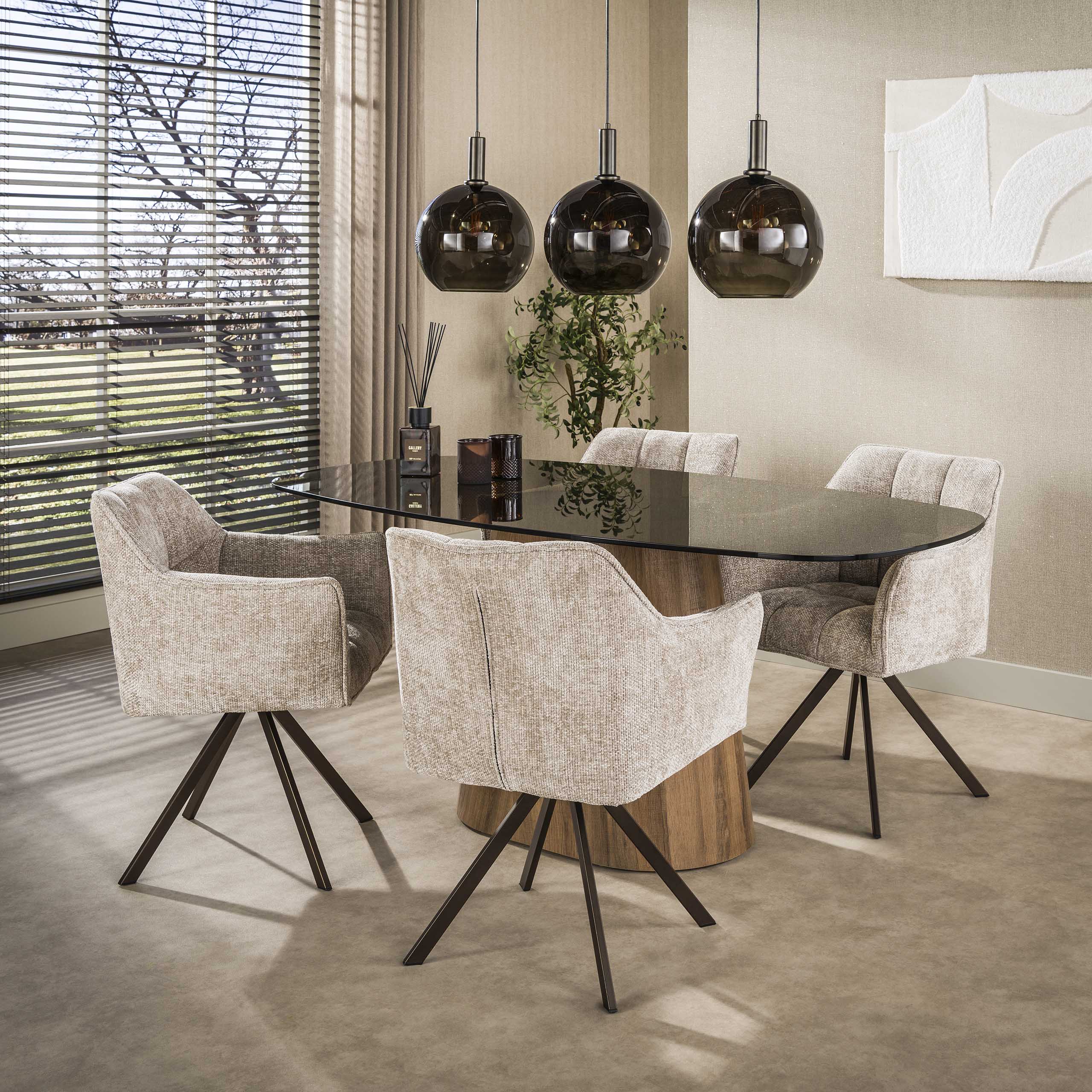 Eettafel Silhouet Deens Ovaal Glas 180 cm Sfeerfoto Vantage Meubelista