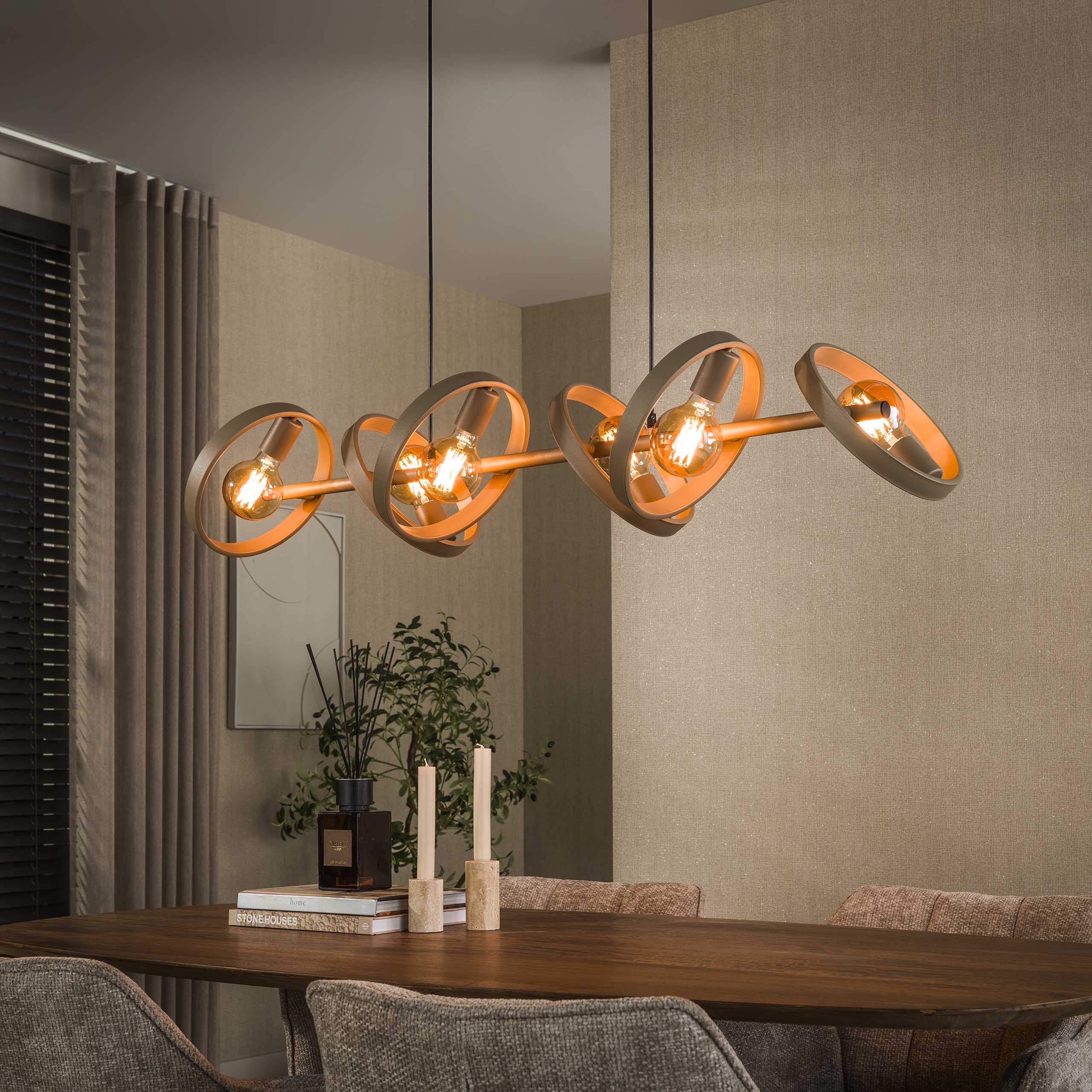 Hanglamp Amara 6-lichts Beige Metaal Meubelista