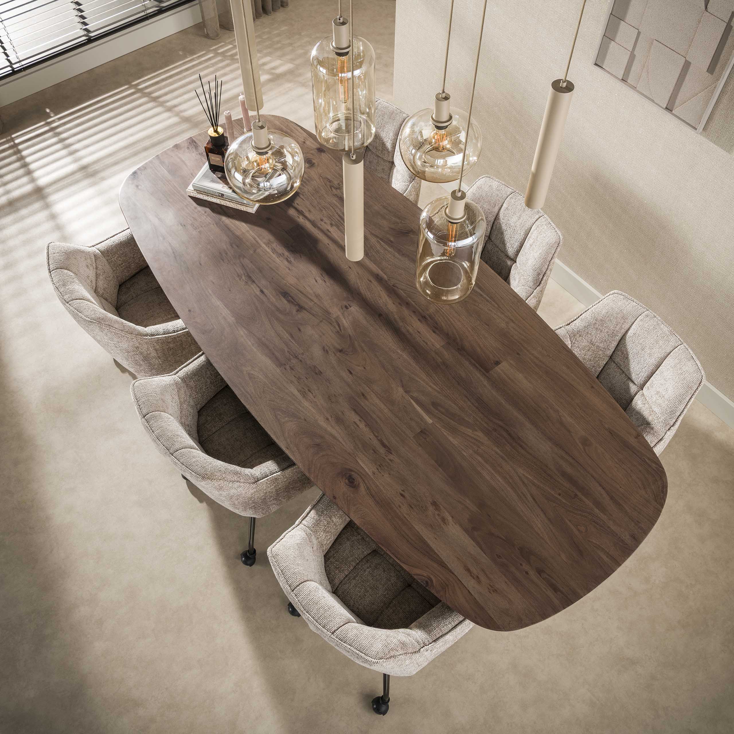 Hanglamp Avelore 7-lichts Beige Glas Met Spots Meubelista Bovenaanzicht