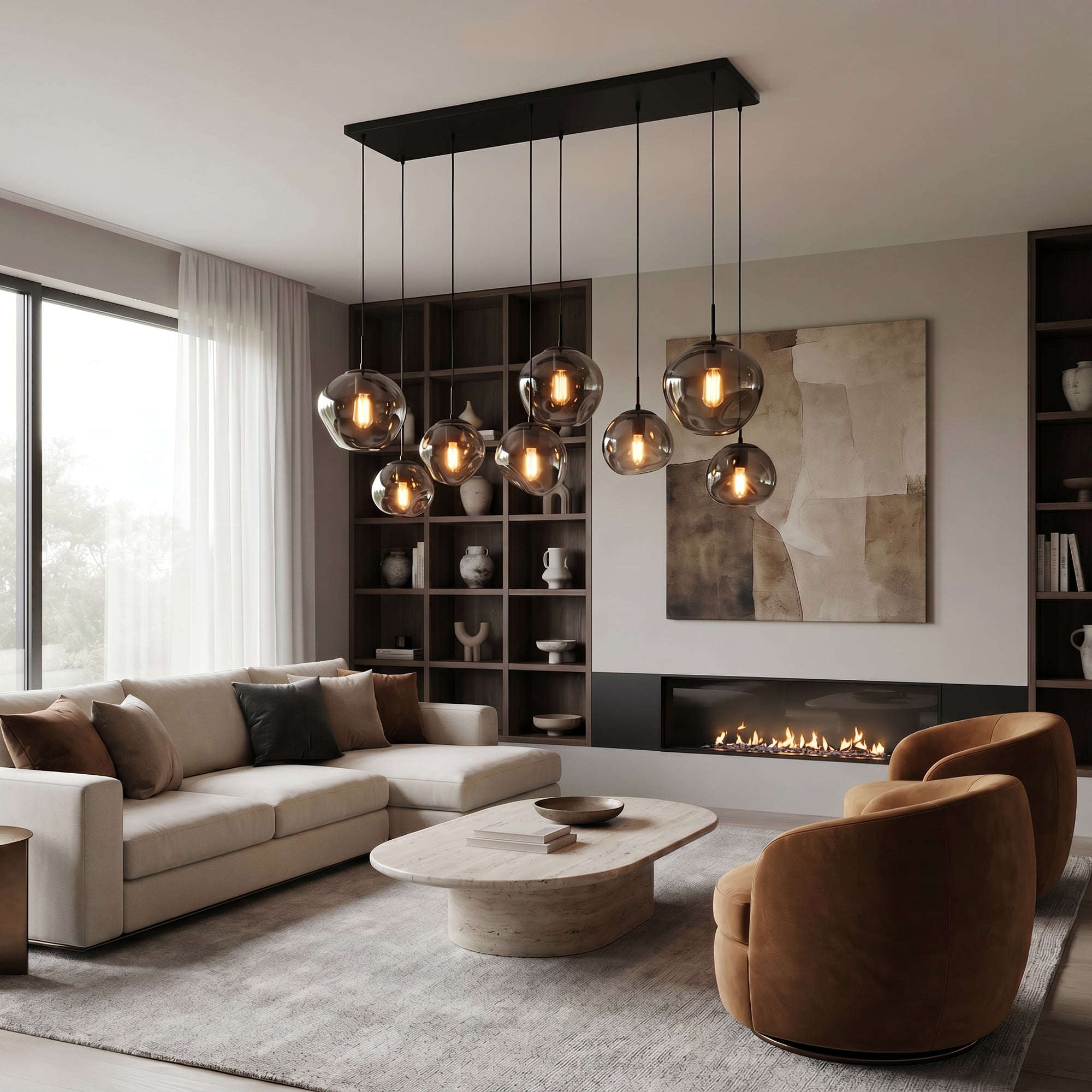 Hanglamp Badoe 8-lichts Smoke Glas Meubelista