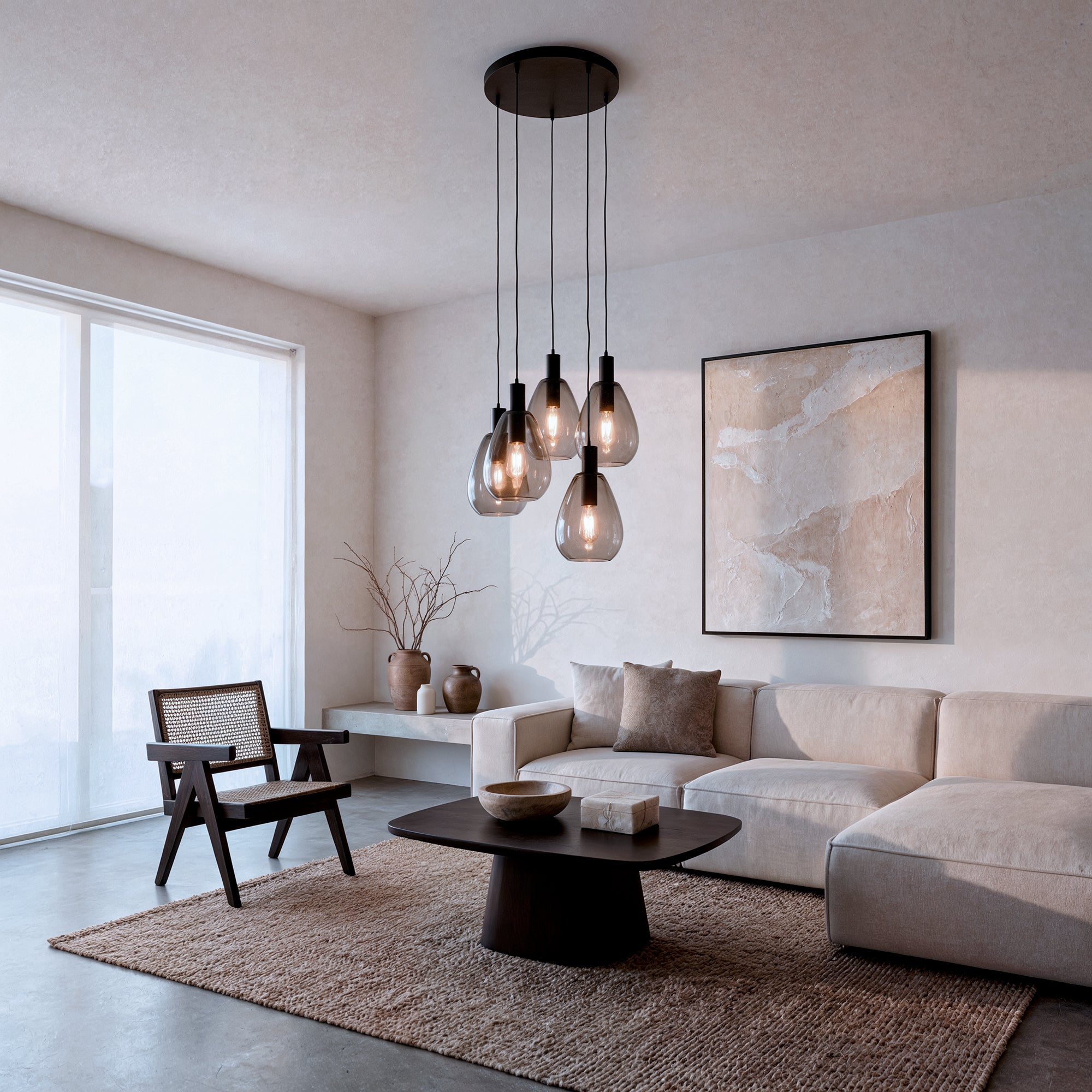 Hanglamp Calla 5-lichts Smoke Glas Meubelista