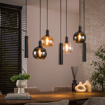 Hanglamp Elinor - 7-lichts - Amber Mix - Glas - Metaal