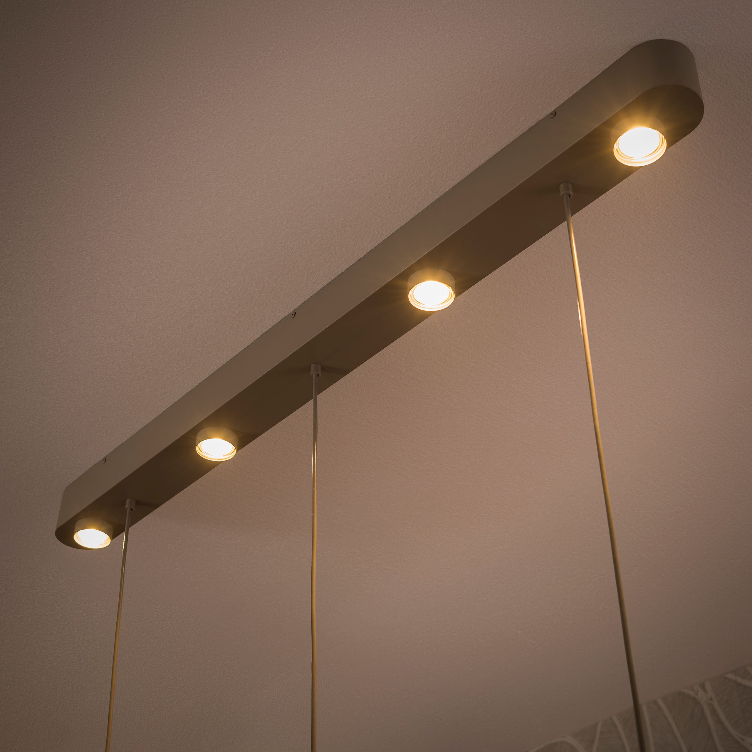 Hanglamp Eloa 3-lichts Beige Amberglas Met Spots Meubelista Armatuur