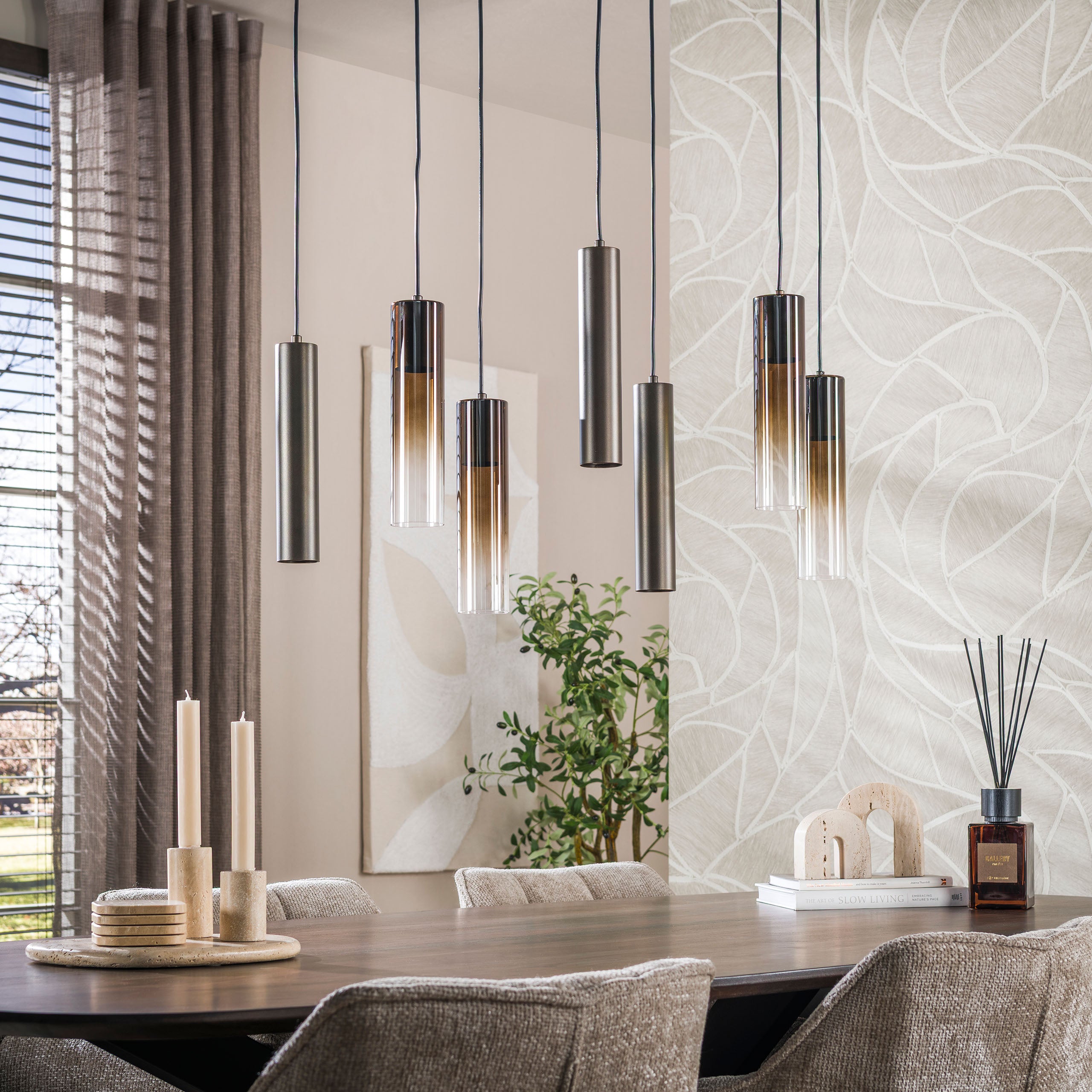 Hanglamp Isola 7-lichts Brons Met Spots Meubelista Sfeerfoto Licht
