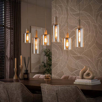 Hanglamp Lucaro - 6-lichts - Beige - Amberglas