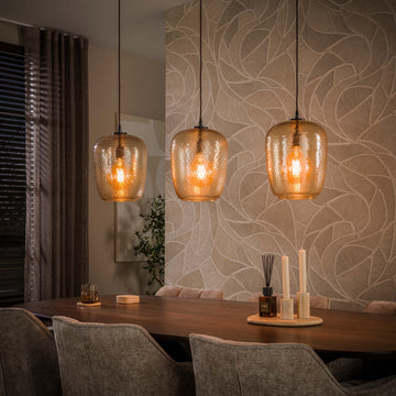 Hanglamp Mamba - 3-lichts - Amberkleurig - Glas