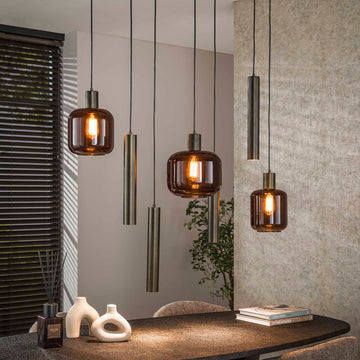 Hanglamp Selaro - 7-lichts - Brons - Glas - Metaal