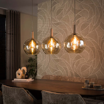 Hanglamp Sira - 3-lichts - Beige - Amberglas