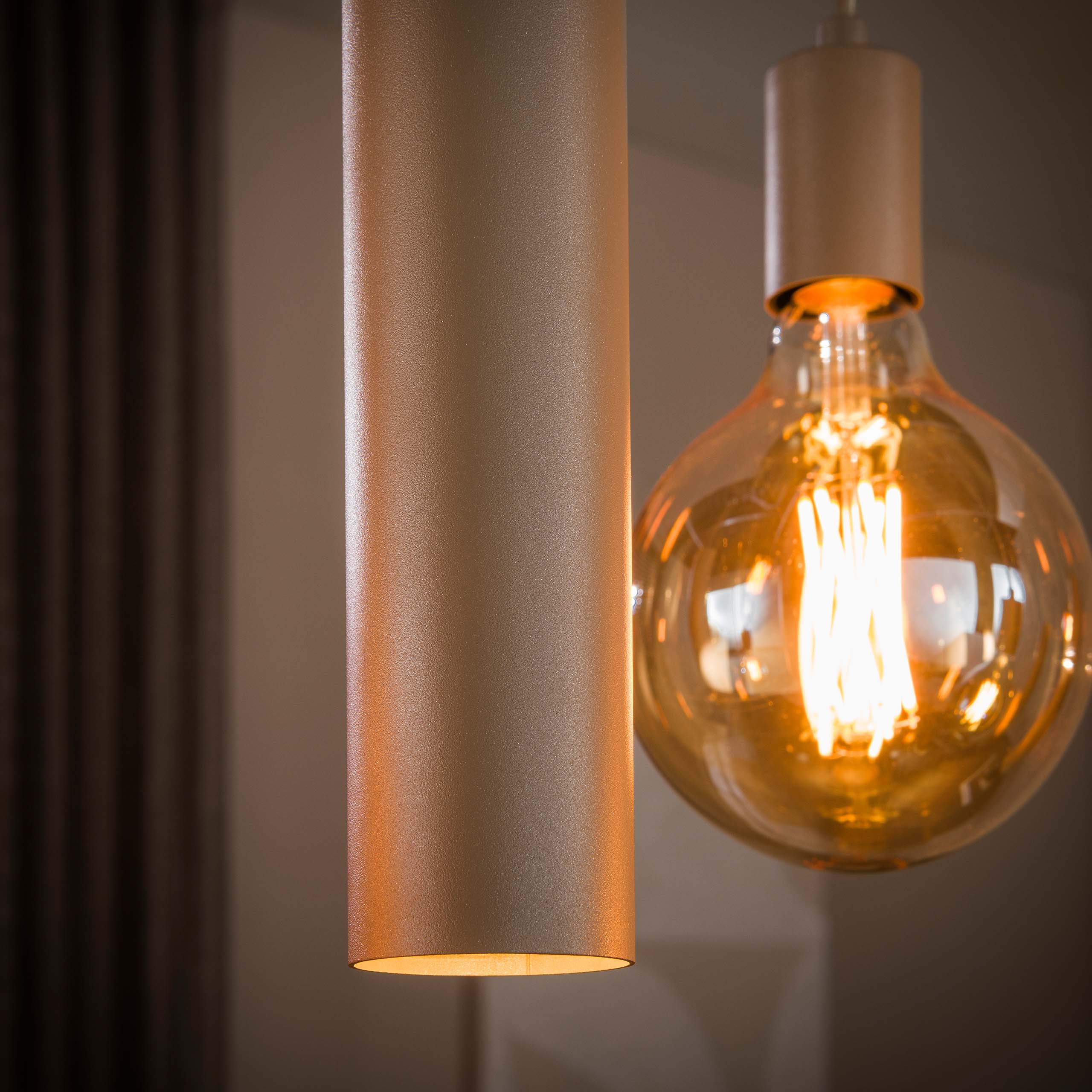 Hanglamp Soley 9-lichts Beige Amberglas Met Spots Meubelista Detailfoto Donker