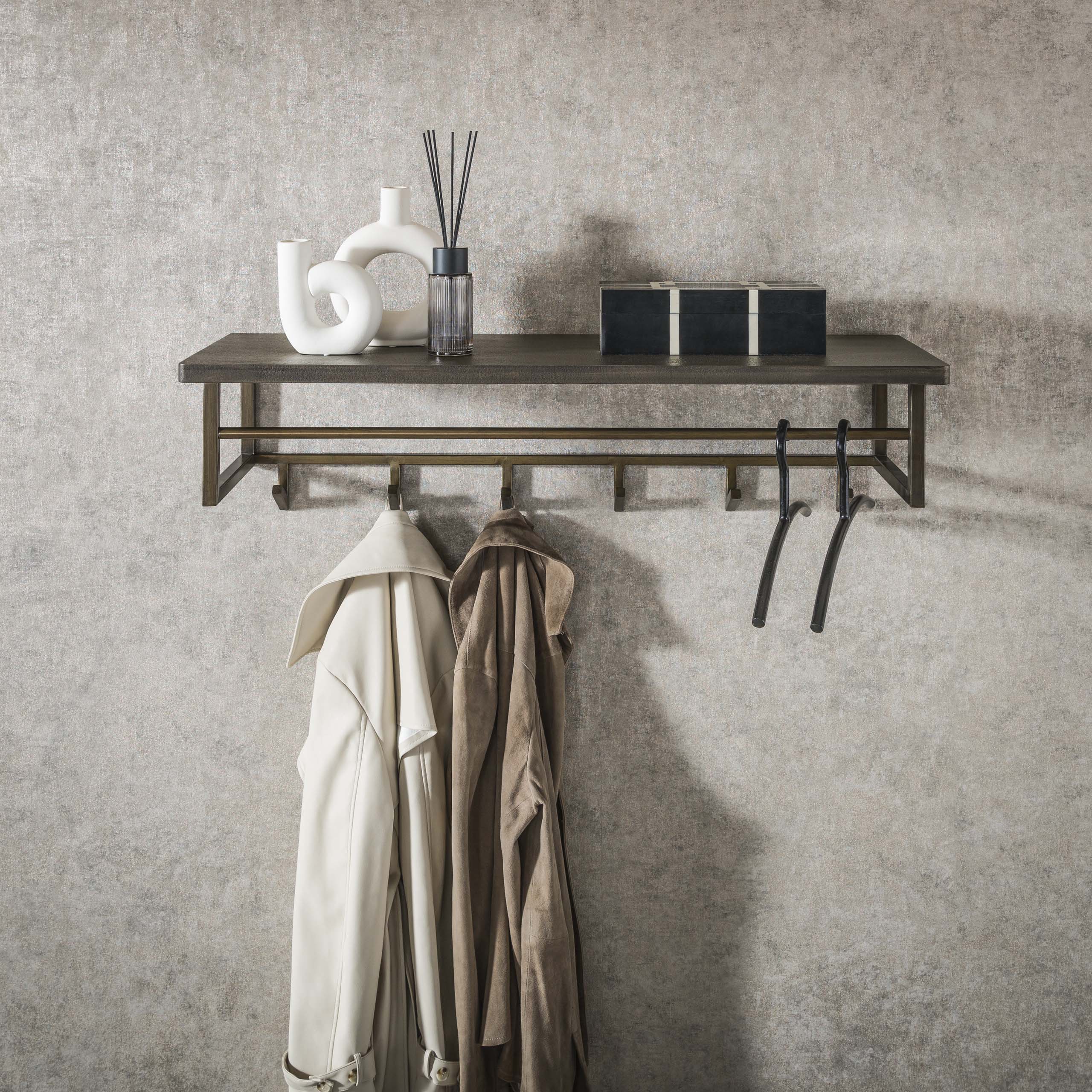 Kapstok Lucien Antiek Brons 6 haken 100 cm Meubelista