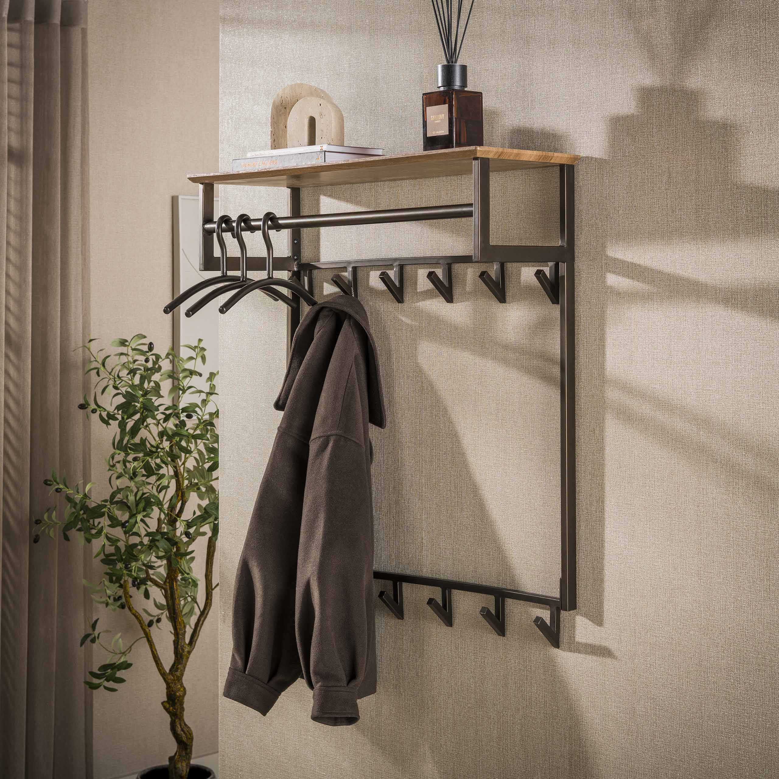 Kapstok Marlo Brons Gepoedercoat Staal 12 haken Meubelista