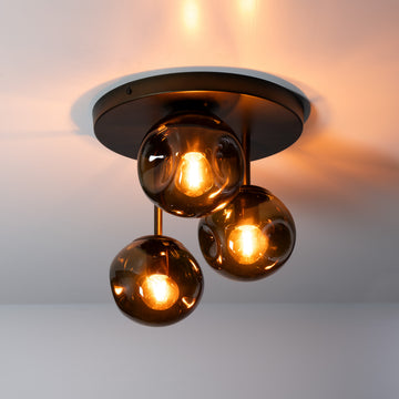 Plafondlamp Bellum - 3-lichts - Brons - Glas