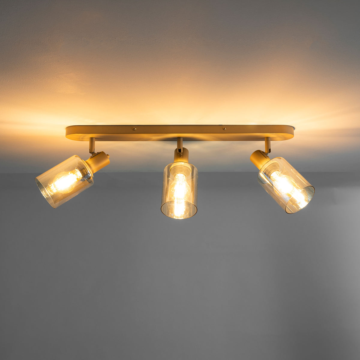 Plafondlamp Jaco 3-lichts Beige Amberglas Meubelista