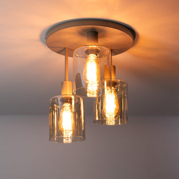 Plafondlamp Lucaro - 3-lichts - Beige - Amberglas