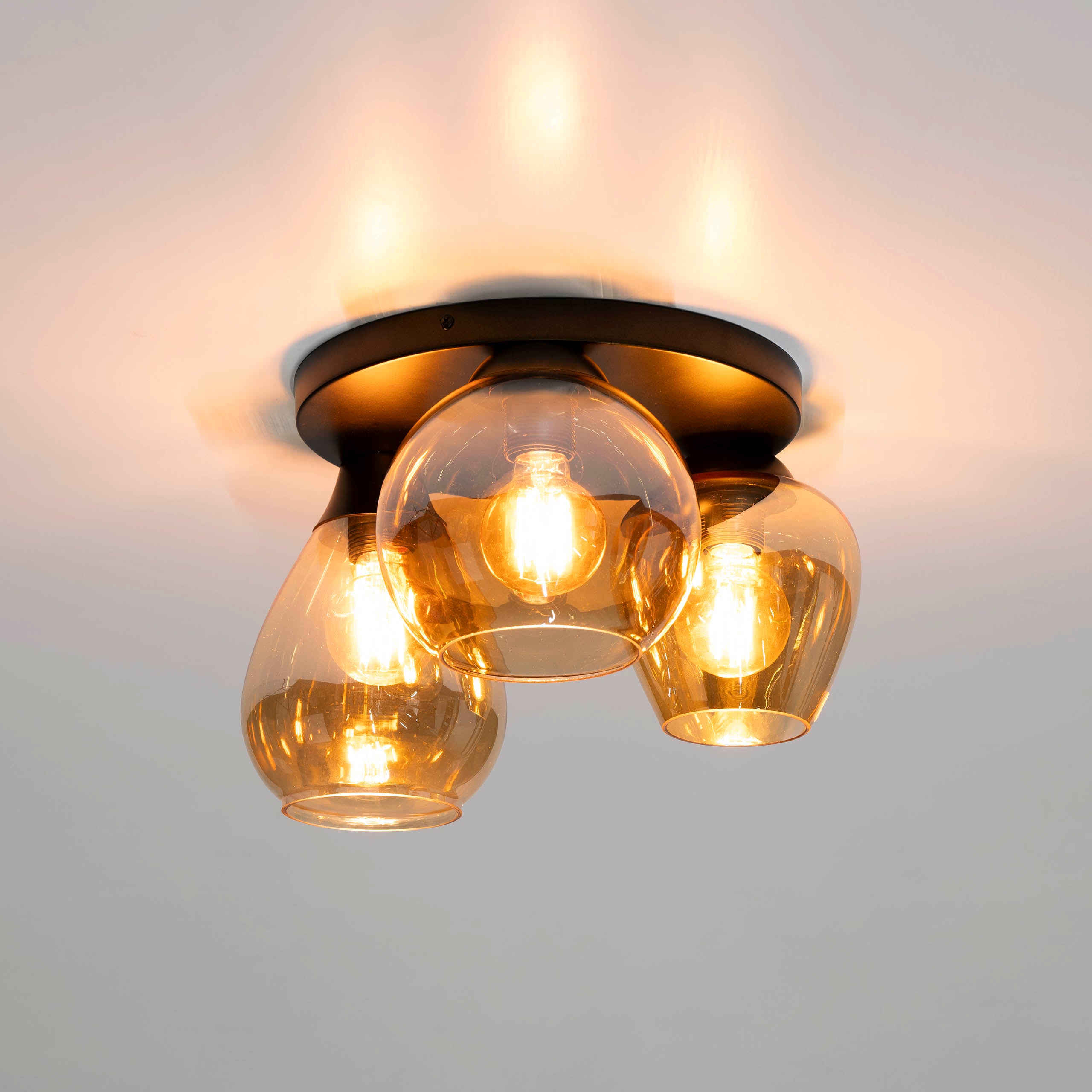 Plafondlamp Noa 3-lichts Amberkleurig Glas Meubelista