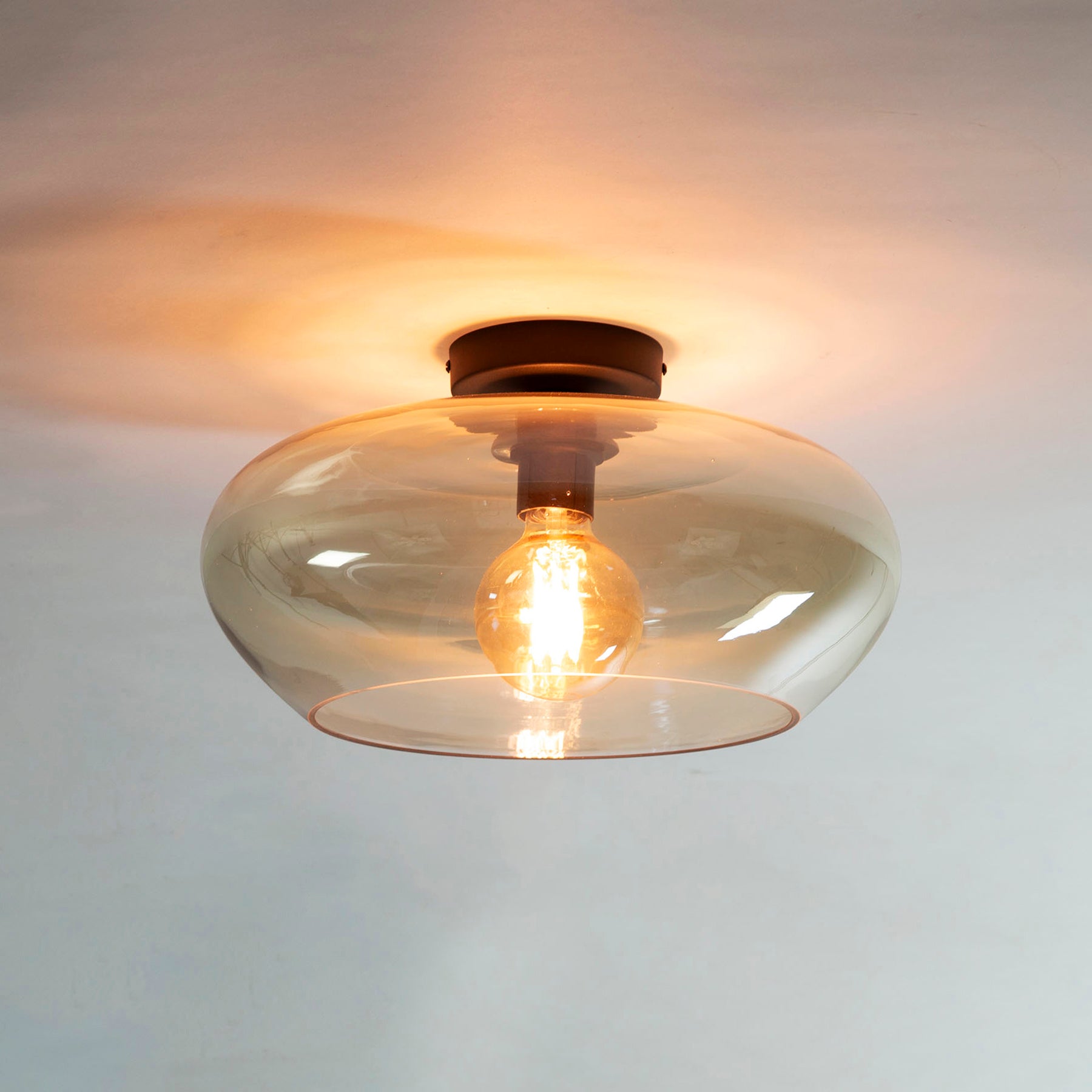 Plafondlamp Solaris 1-lichts Amberkleurig Glas Meubelista