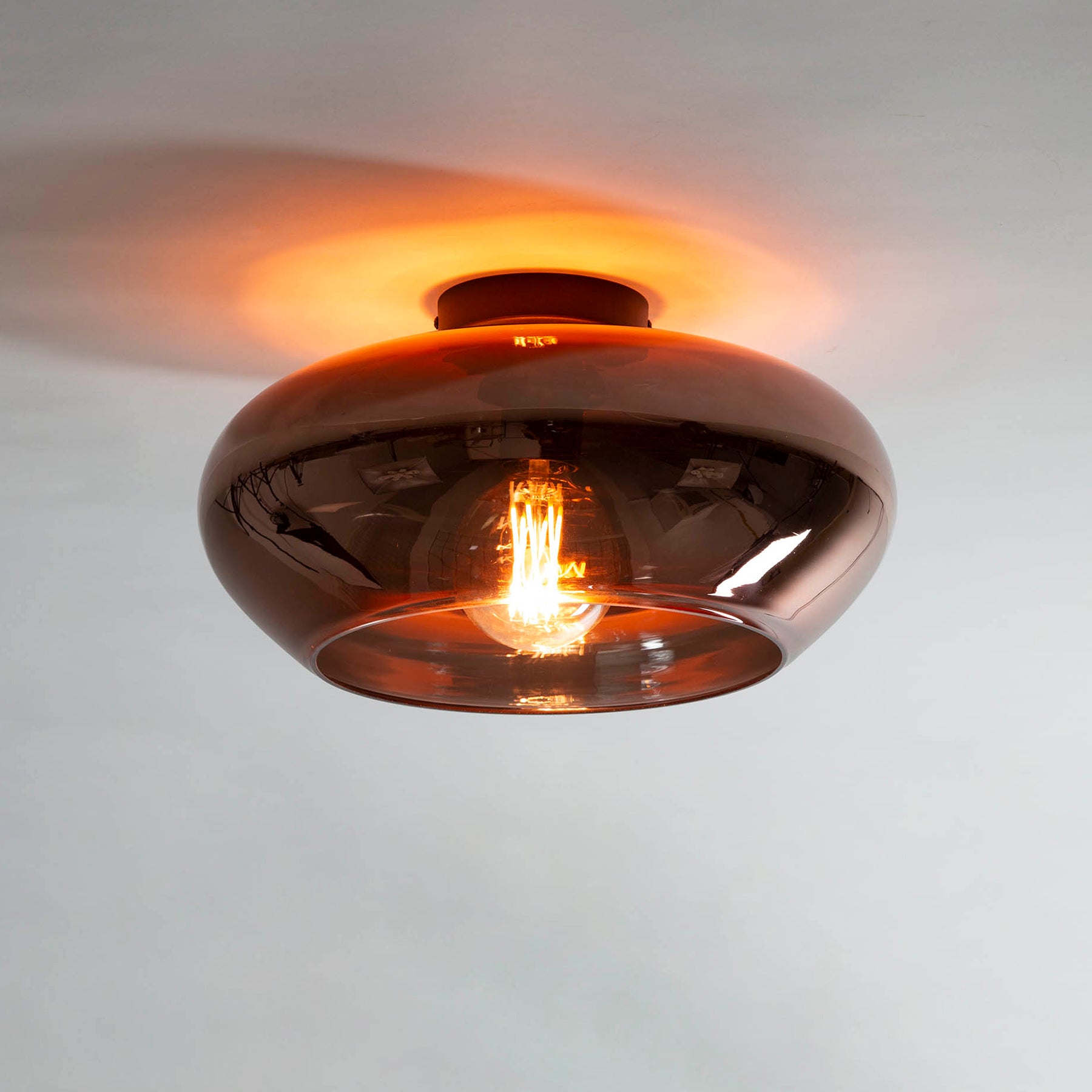 Plafondlamp Solaris 1-lichts Koperkleur Glas Meubelista