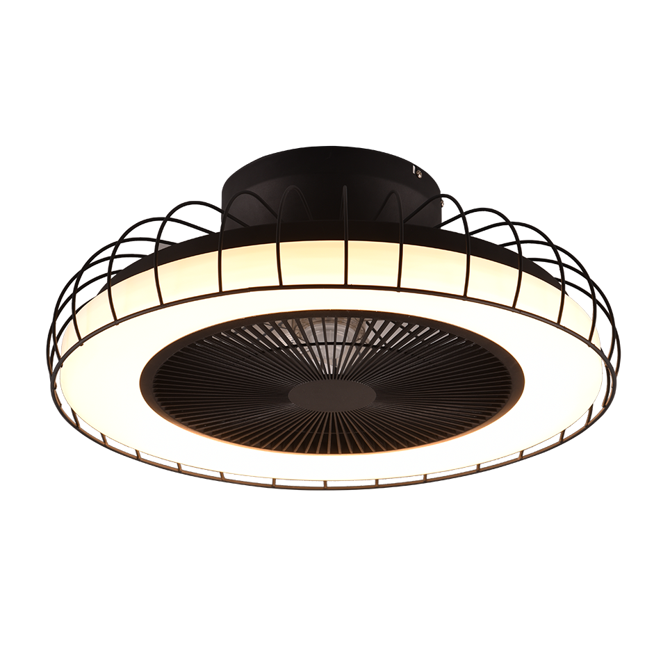 Plafondventilator Fien - Met Lamp - Zwart - Dimbaar - Koud + Warm