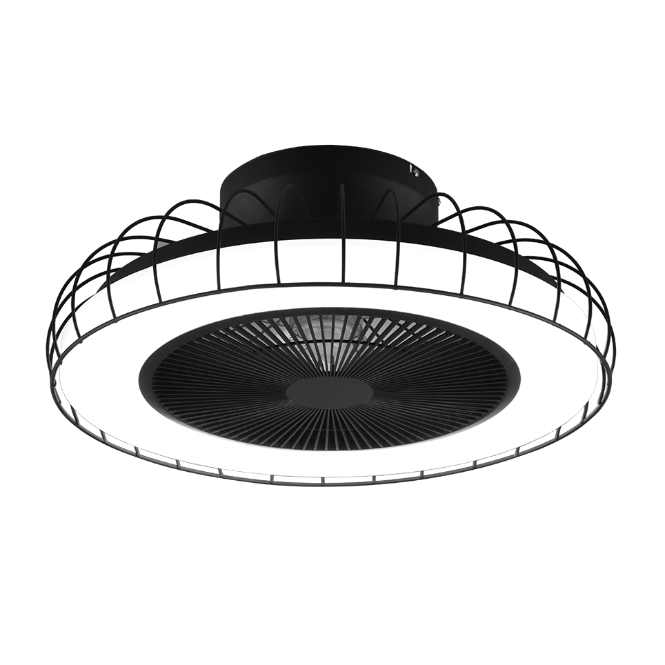 Plafondventilator Fien - Met Lamp - Zwart - Dimbaar - Koud + Warm