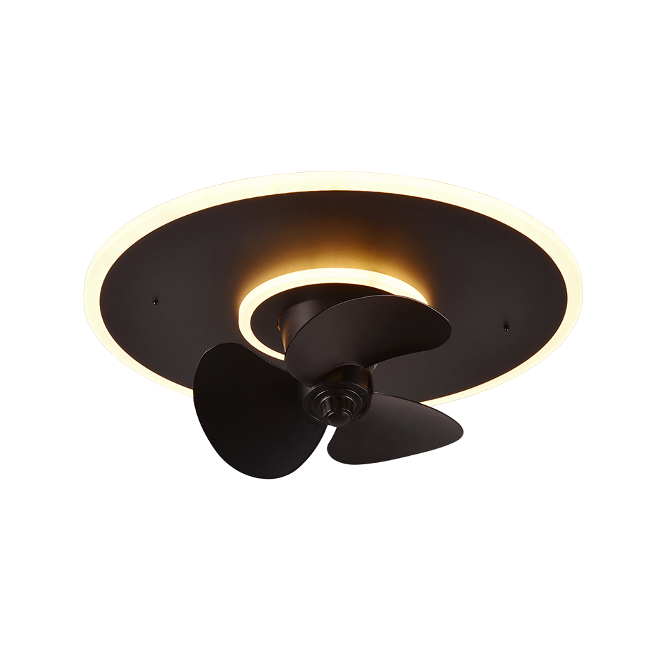 Plafondventilator Juultje - Met Lamp - Zwart - Dimbaar - Koud + Warm