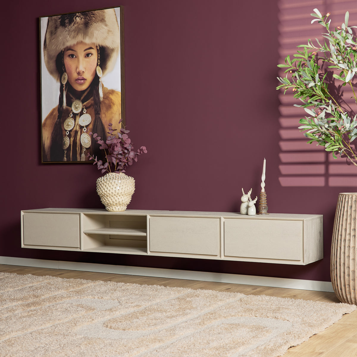 Zwevend TV-meubel Nivara - Naturel - 120 cm