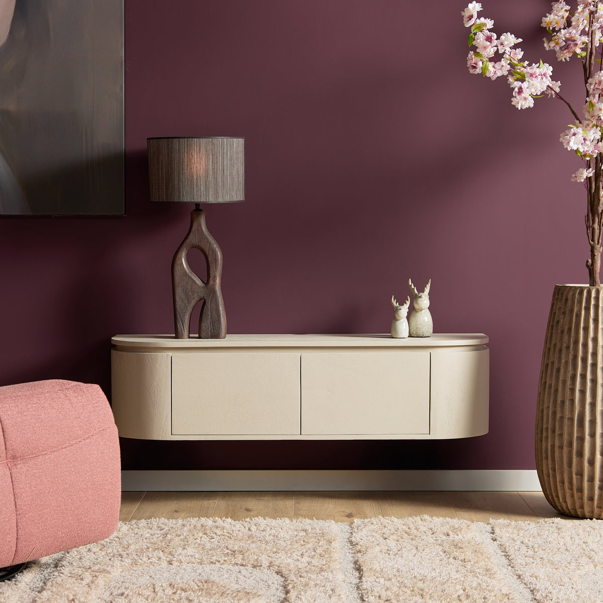 Zwevend TV-meubel Nivara - Naturel - 120 cm