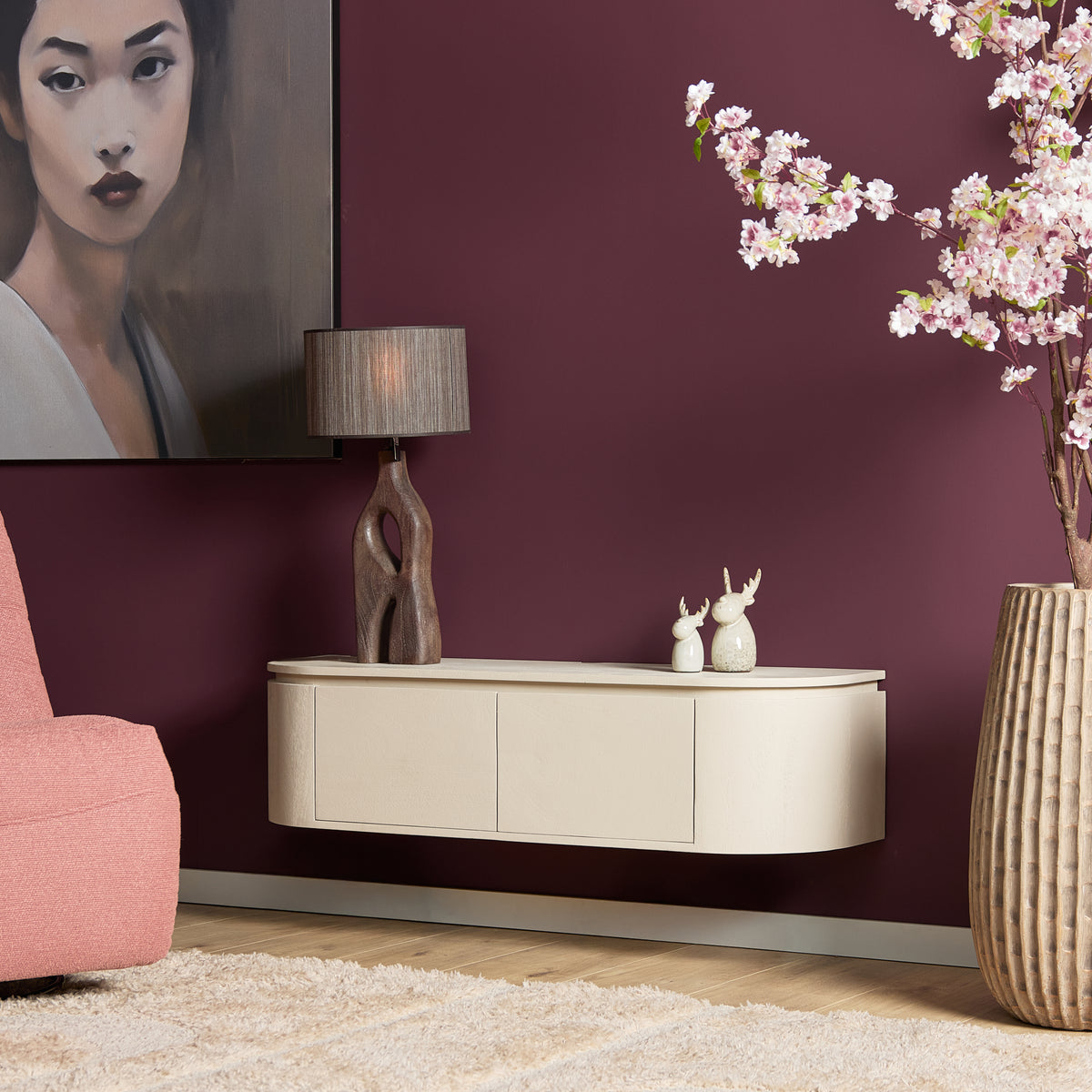 Zwevend TV-meubel Nivara - Naturel - 120 cm