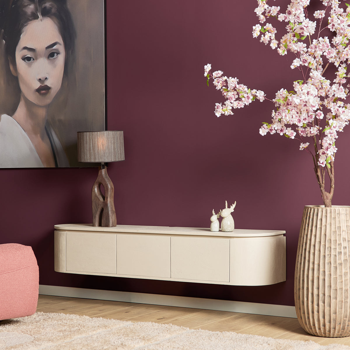 Zwevend TV-meubel Nivara - Naturel - 120 cm