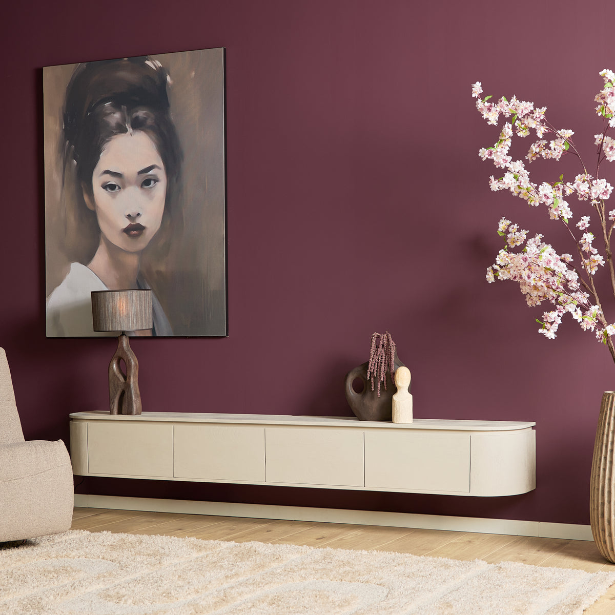 Zwevend TV-meubel Nivara - Naturel - 120 cm