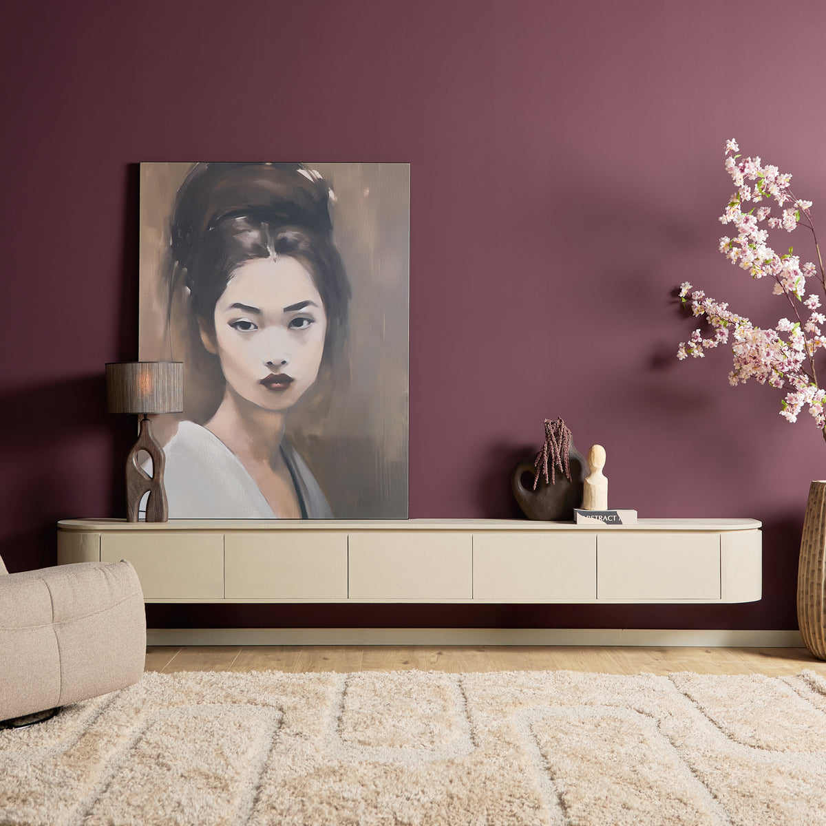 Zwevend TV-meubel Nivara - Naturel - 120 cm