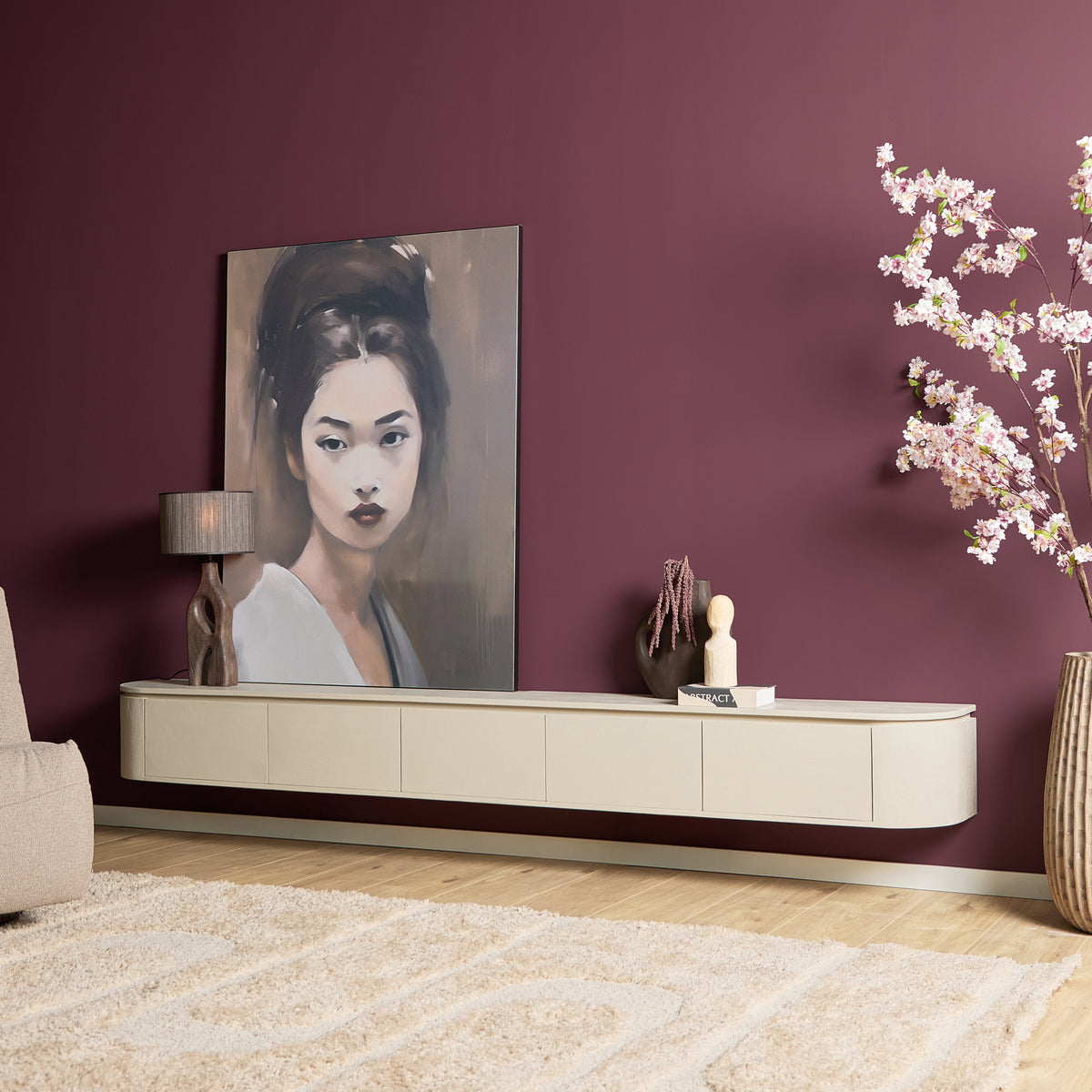 Zwevend TV-meubel Nivara - Naturel - 120 cm