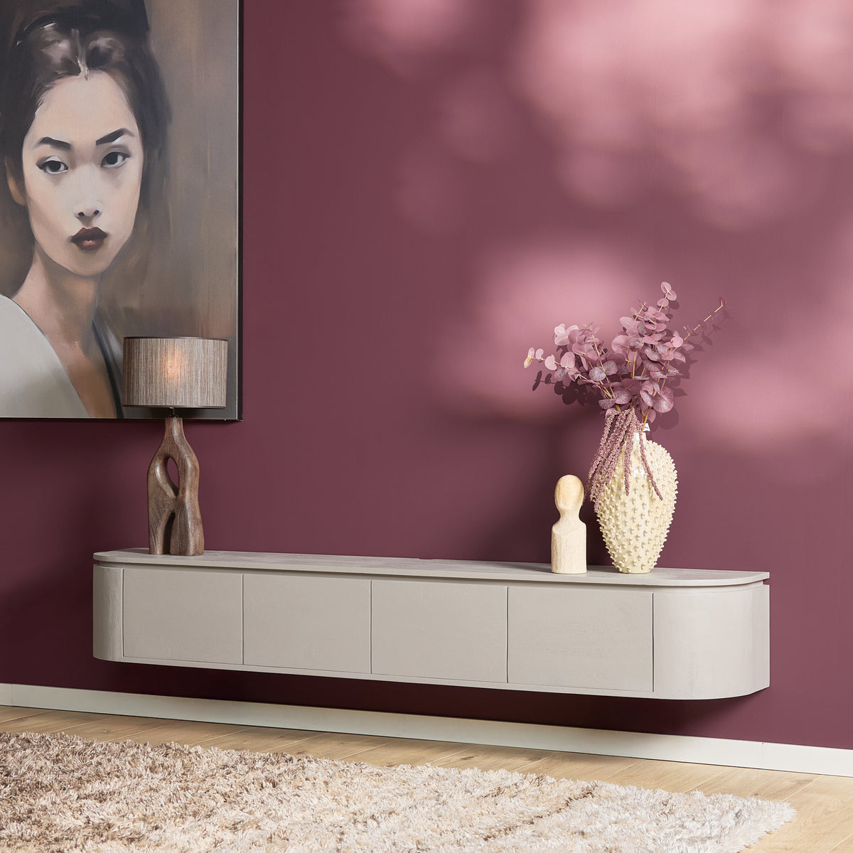 Zwevend TV-meubel Nivara - Naturel - 120 cm