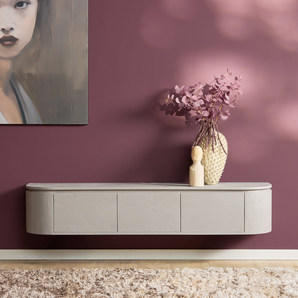 Zwevend TV-meubel Nivara - Naturel - 120 cm