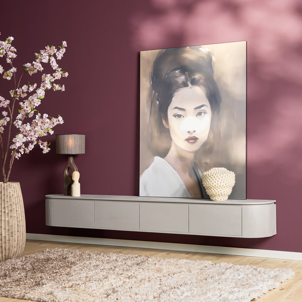 Zwevend TV-meubel Nivara - Naturel - 120 cm