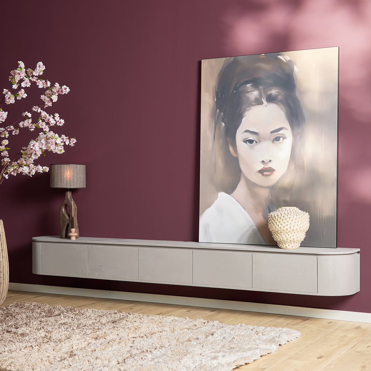 Zwevend TV-meubel Nivara - Naturel - 120 cm