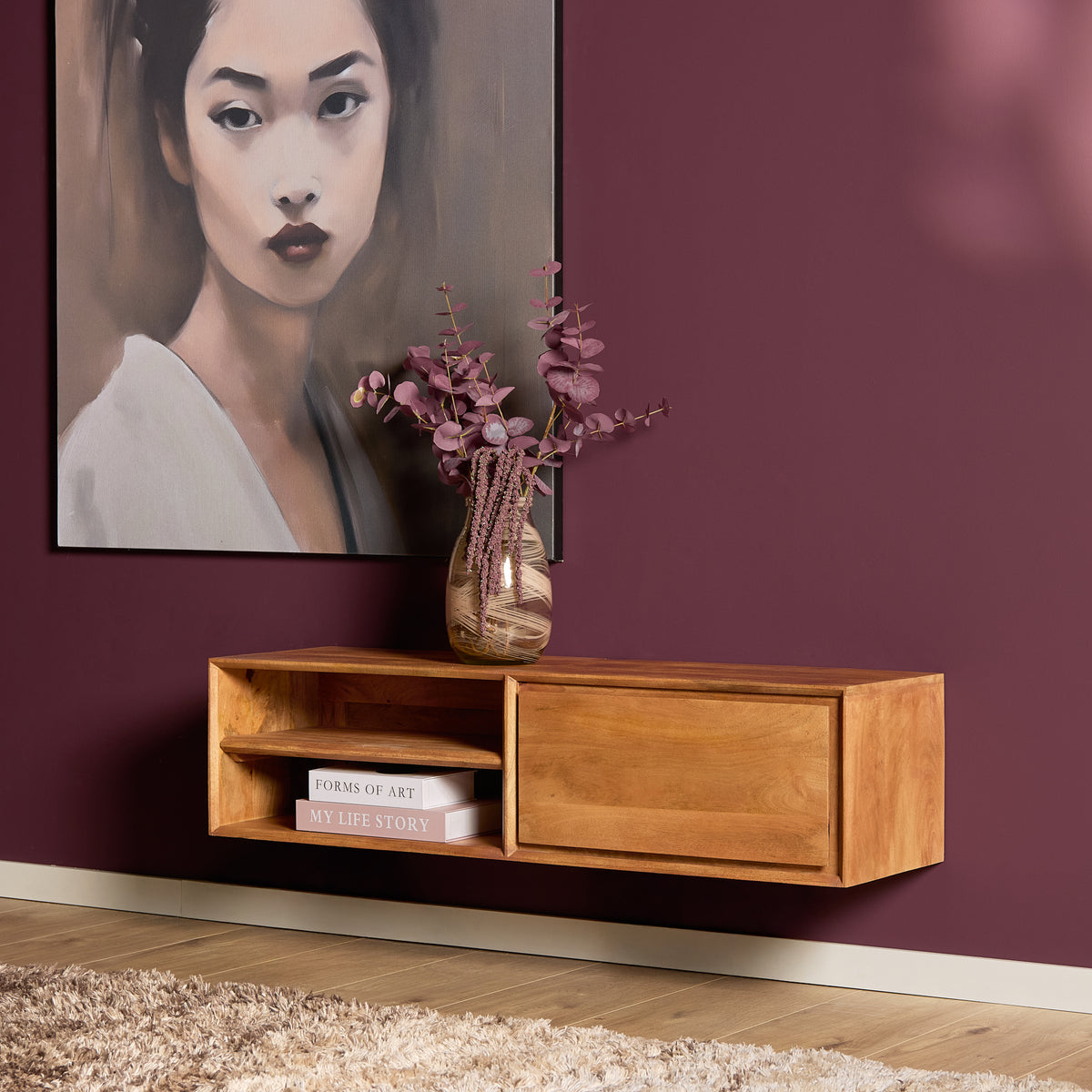 Zwevend TV-meubel Nivara - Naturel - 120 cm