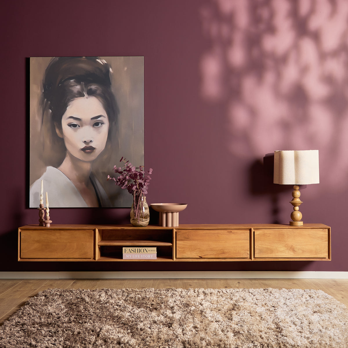 Zwevend TV-meubel Nivara - Naturel - 120 cm