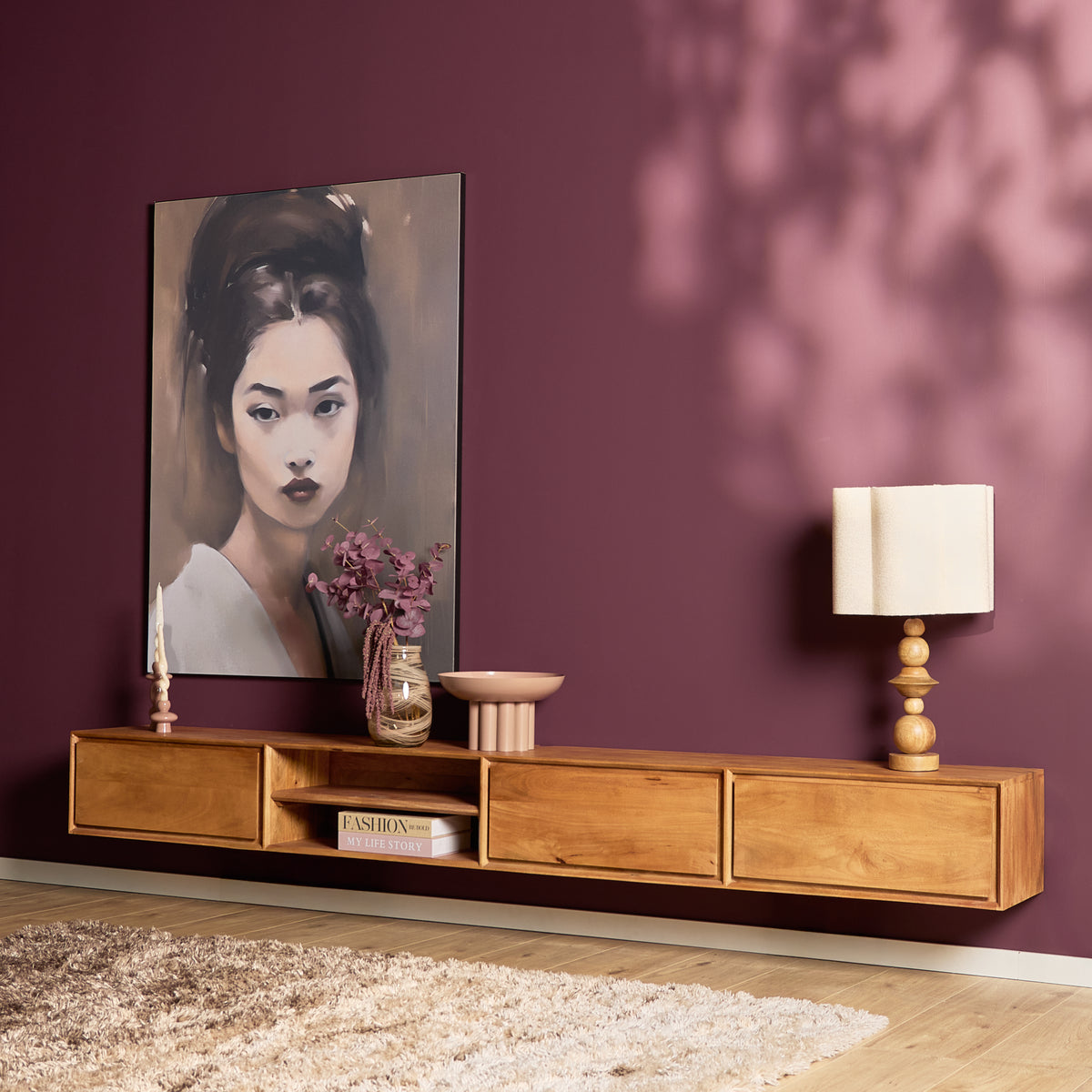 Zwevend TV-meubel Nivara - Naturel - 120 cm