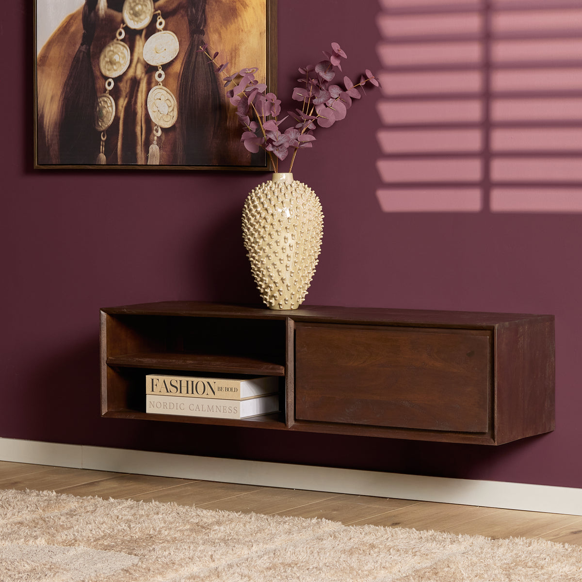 Zwevend TV-meubel Nivara - Naturel - 120 cm