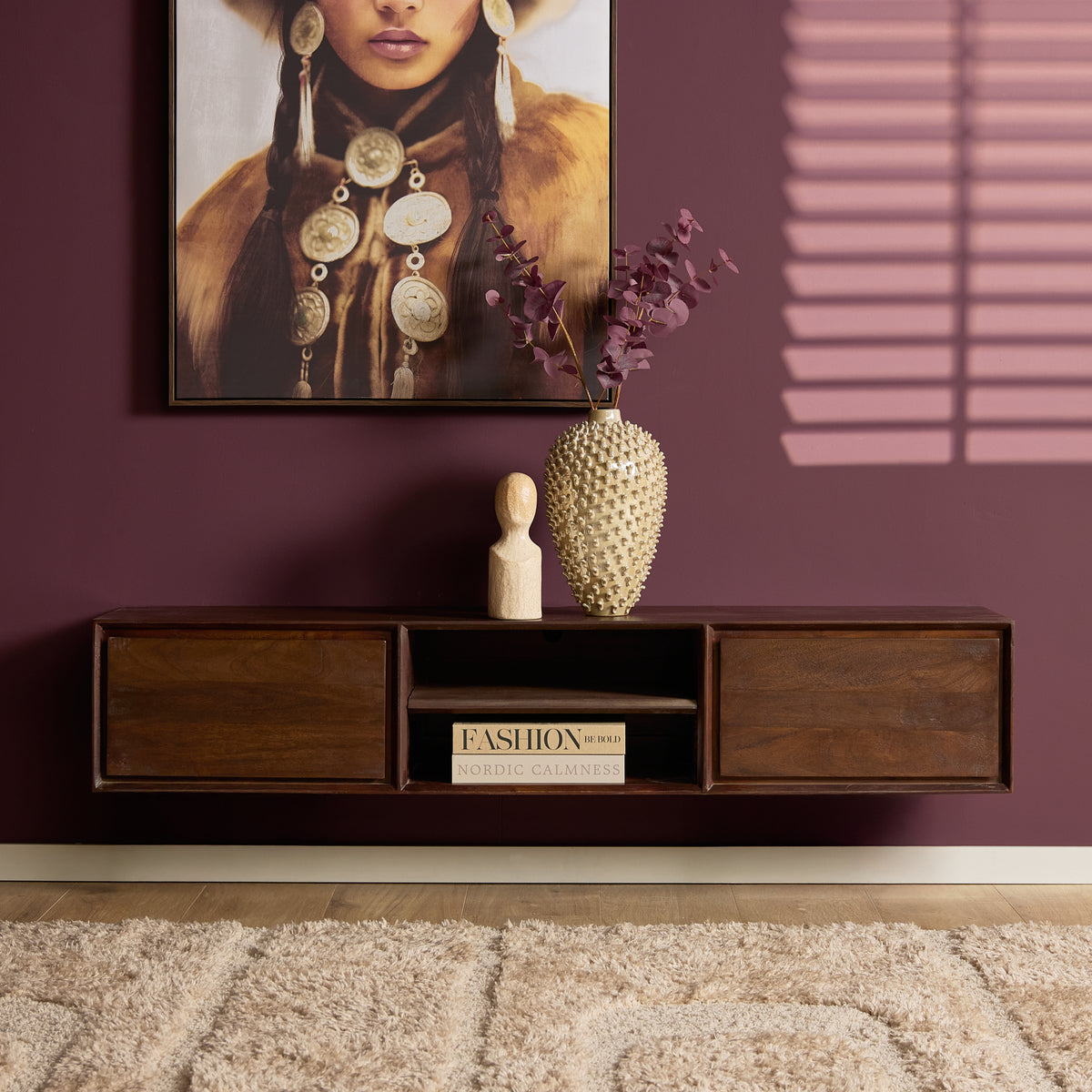 Zwevend TV-meubel Nivara - Naturel - 120 cm