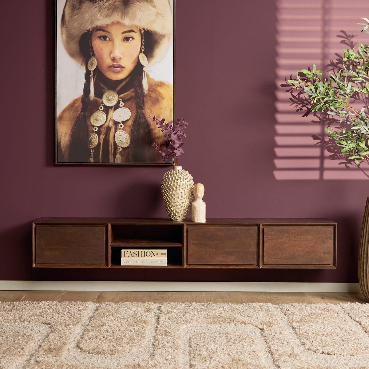 Zwevend TV-meubel Nivara - Naturel - 120 cm