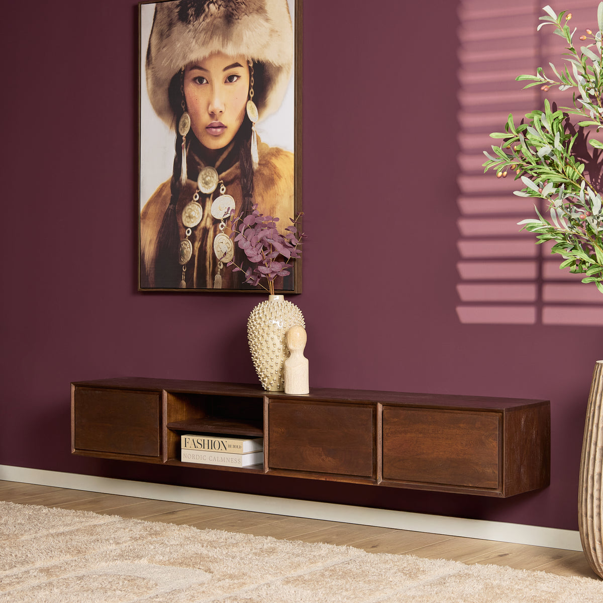 Zwevend TV-meubel Nivara - Naturel - 120 cm