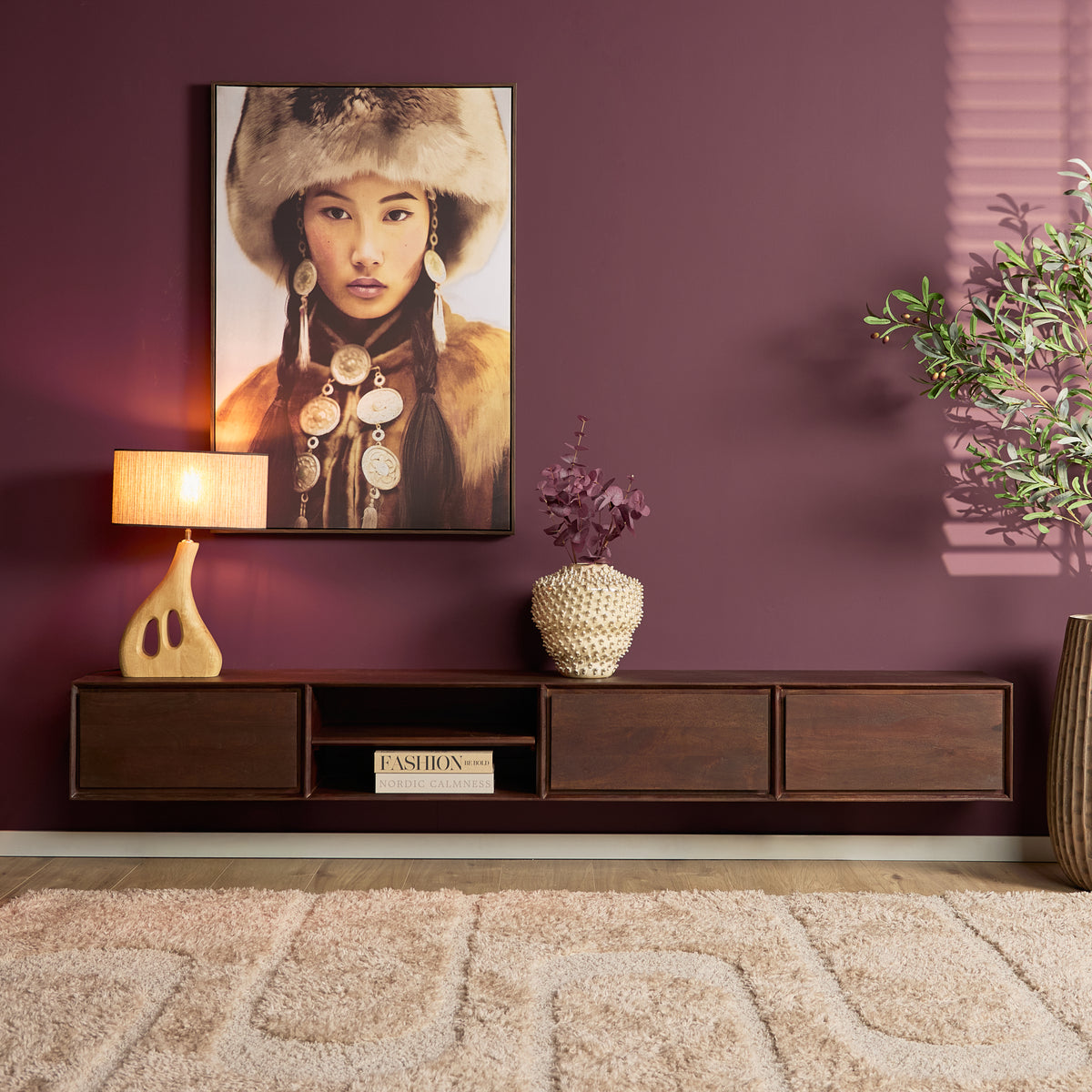 Zwevend TV-meubel Nivara - Naturel - 120 cm