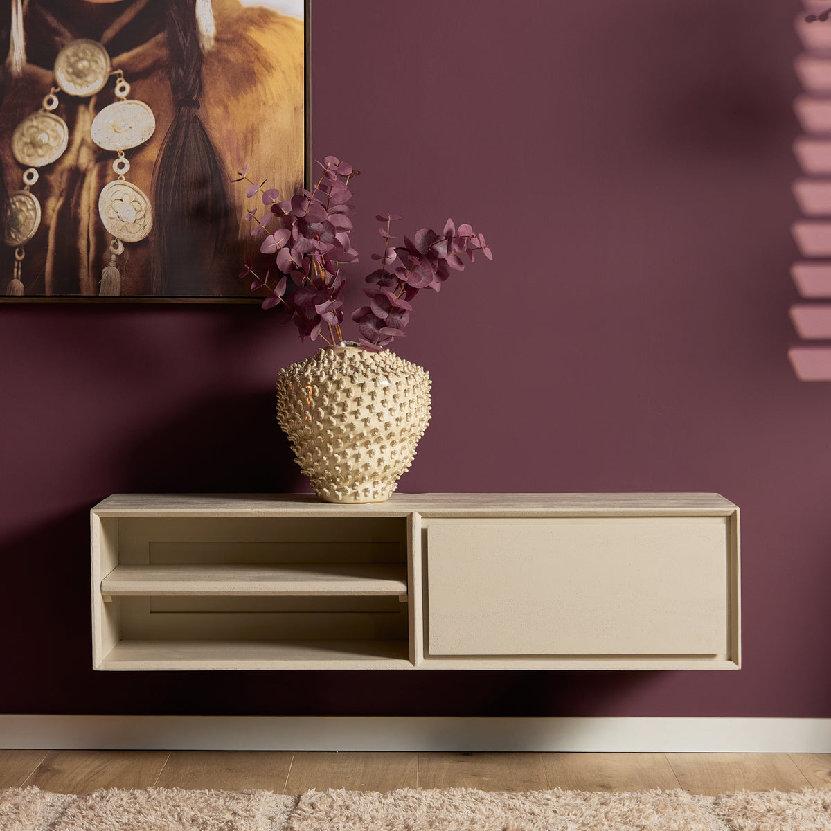 Zwevend TV-meubel Nivara - Naturel - 120 cm