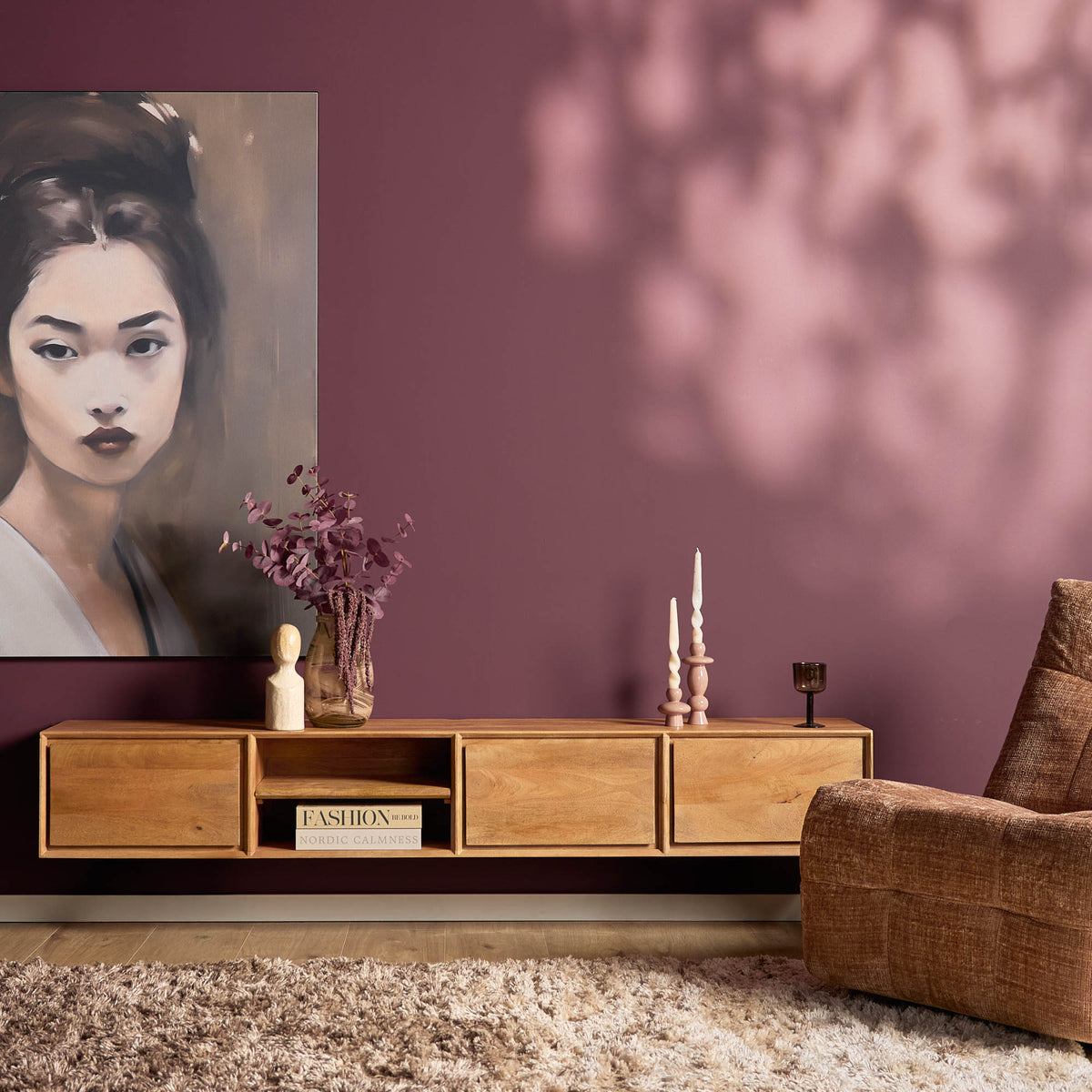 Zwevend TV-meubel Nivara - Naturel - 200 cm