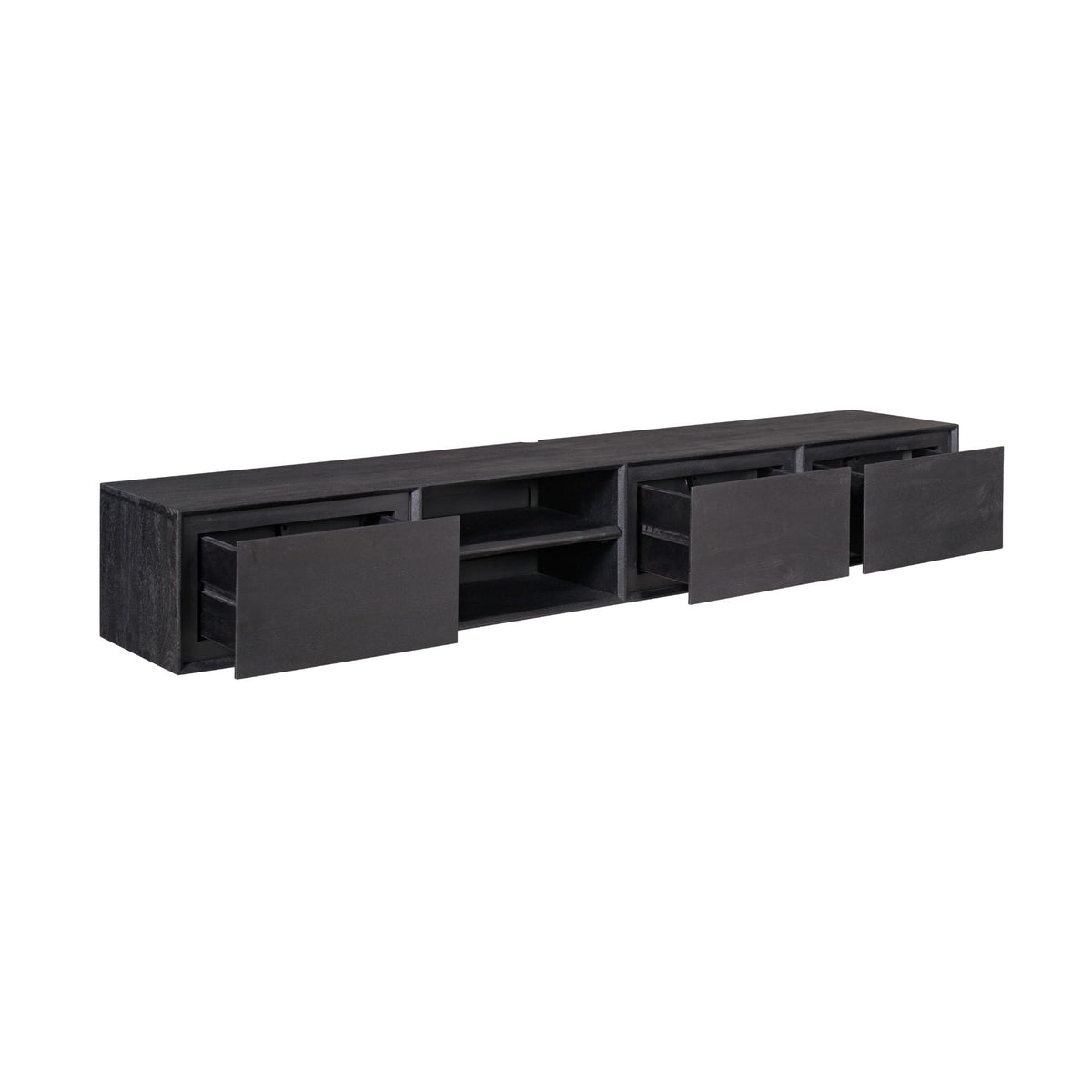 Zwevend TV-meubel Nivara - Zwart - 200 cm