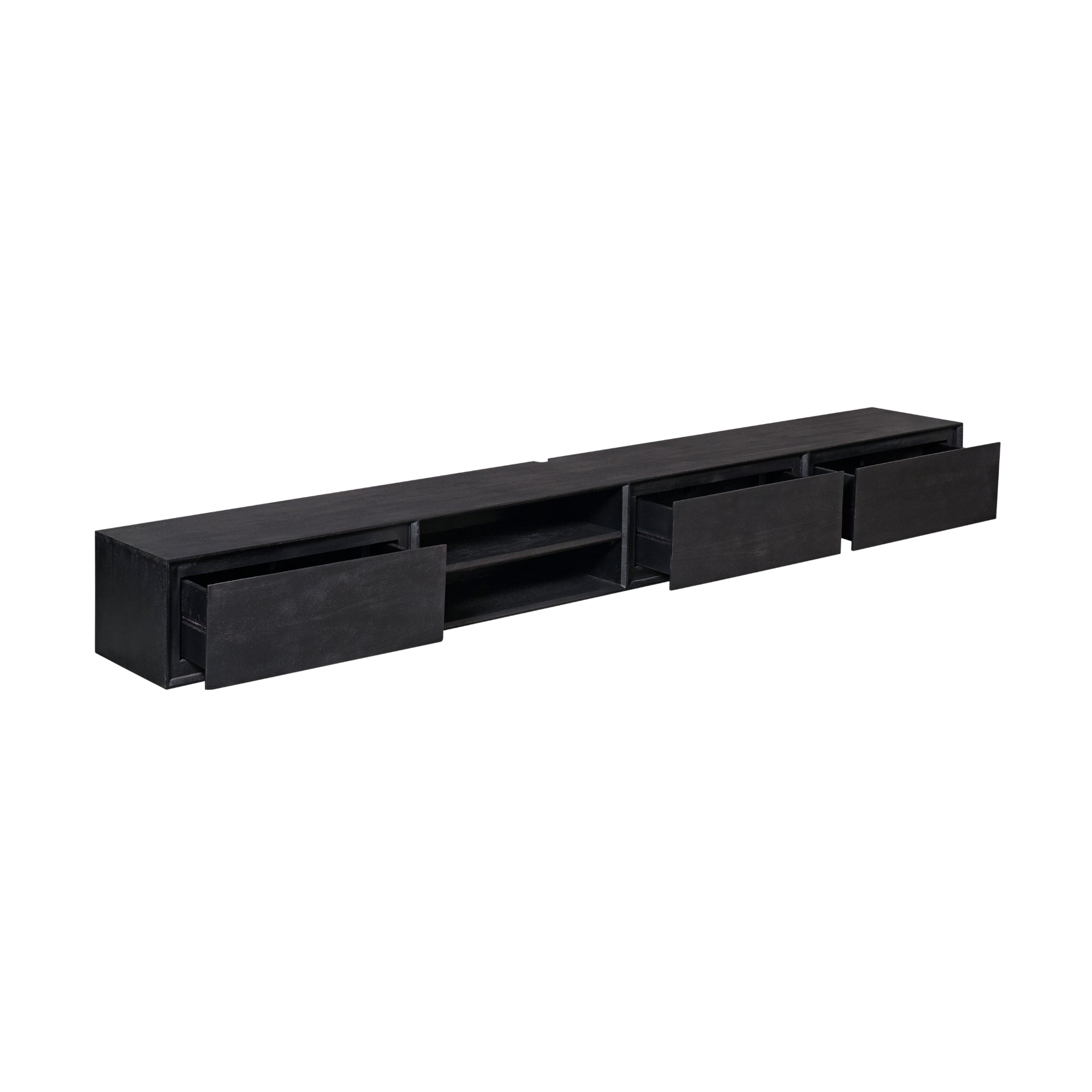Zwevend TV-meubel Nivara - Zwart - 280 cm