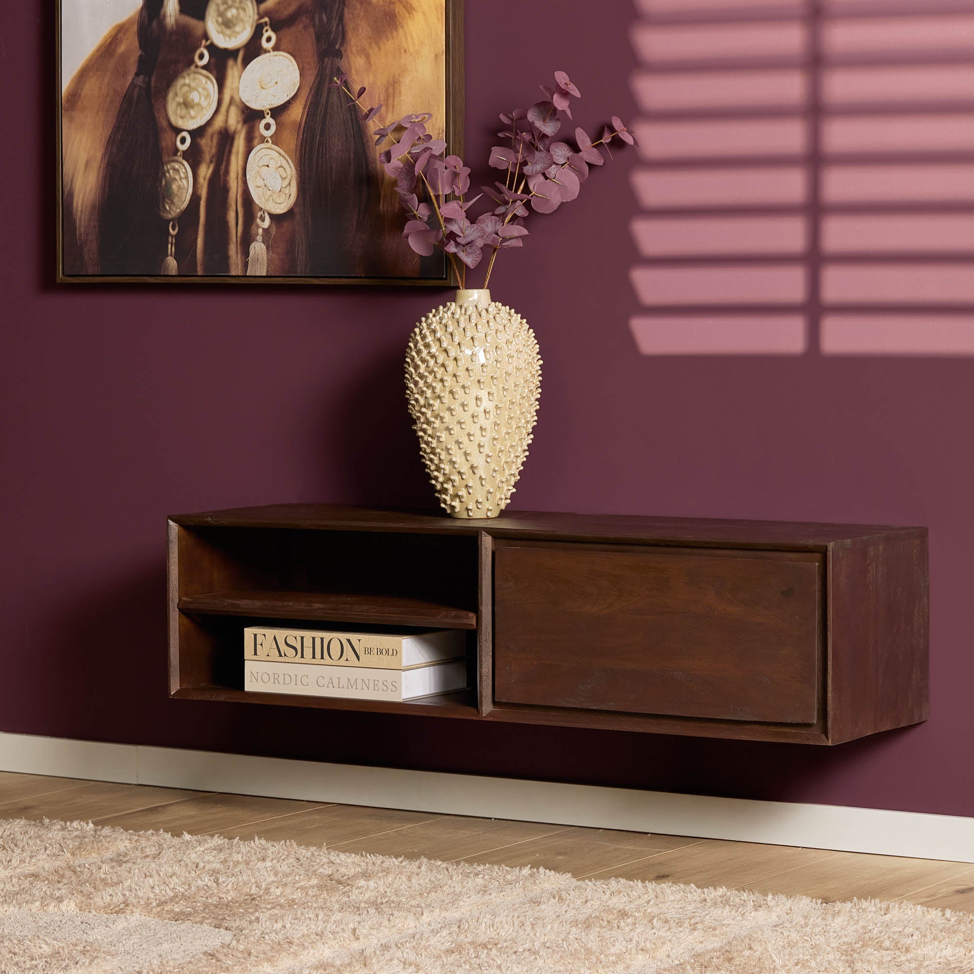 Zwevend TV-meubel Nivara - Bruin - 120 cm