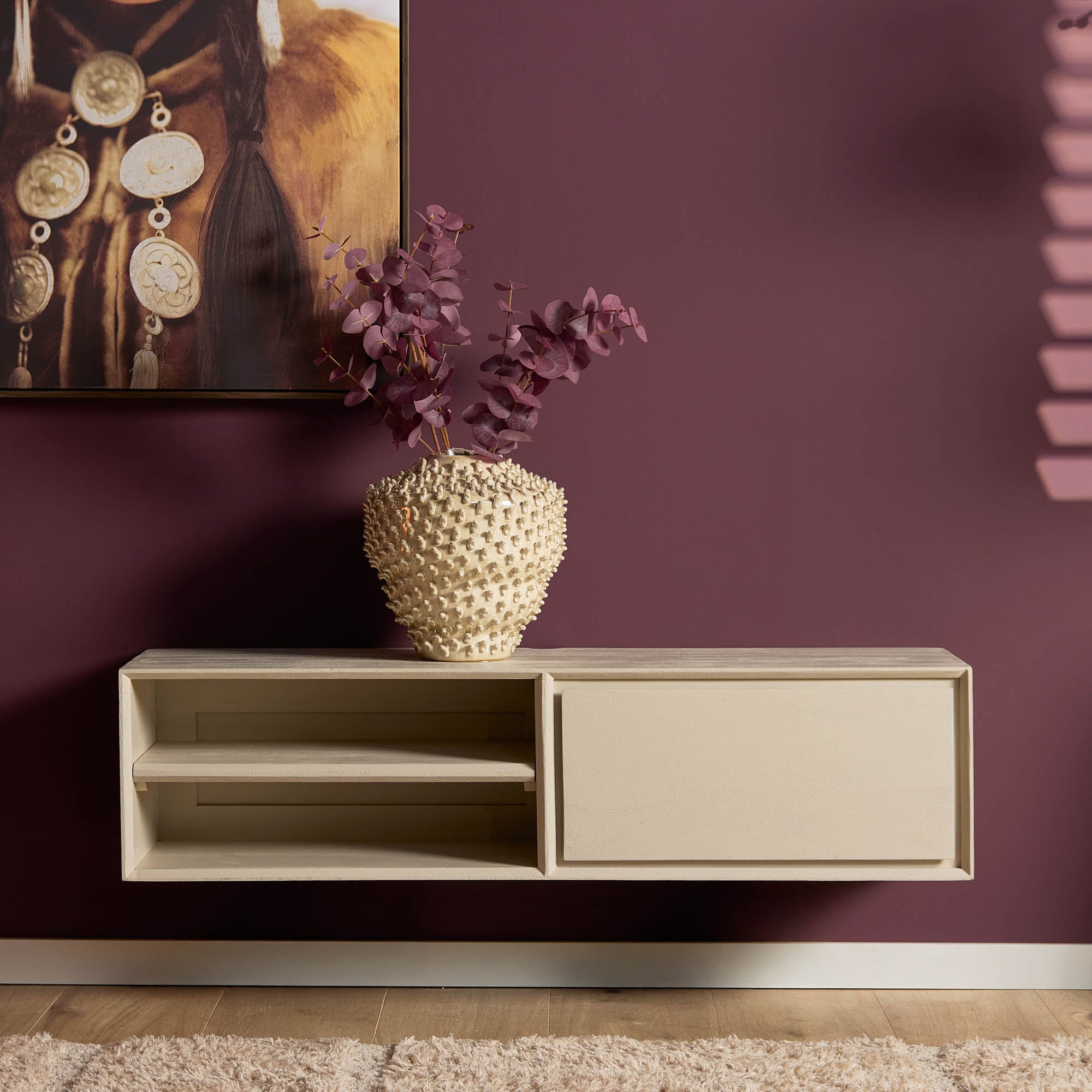 Zwevend TV-meubel Nivara - Beige - 120 cm